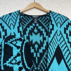 Wrangler Retro Turquoise Black Aztec‎ Print Knit Cardigan Sweater LXL